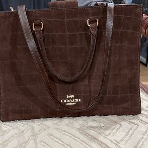 Coach Chocolate Brown Maggie Suede Tote Large